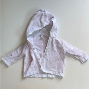 Kissy Kissy hooded sweater cardigan pink and white size 0-3 months